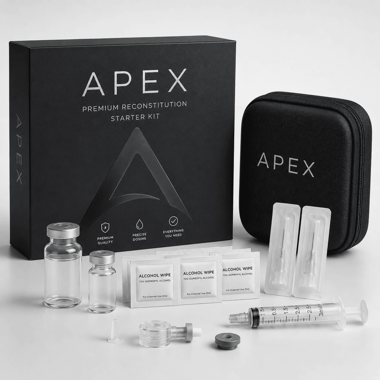 Peptides Pro premium reconstitution starter kit accessory packaging